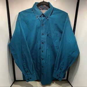 Panhandle Long Sleeve Shirt Size Medium Blue Black Check Button Down Mens